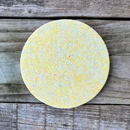 Lasinalunen keltainen beige kierrätyskuidusta, ⌀ 12 cm, kestävä ja tyylikäs lasinalunen, 6 kpl / setti.