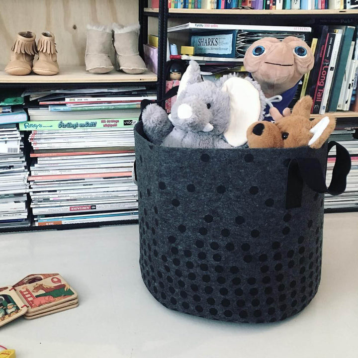 Storage basket BLACK DOTS grey 30 L